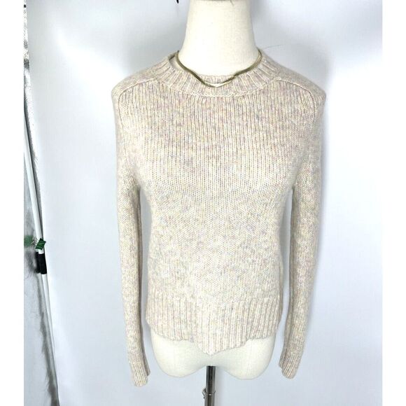 J.Crew Alpaca Blend Crew Neck Sweater Ivory Speckled Yarn Long Sleeves - Picture 11 of 12